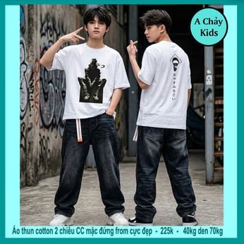 Áo thun cotton bé trai in hình anime Gojjo siêu ngầu cho bé lớn diện đi chơi , đi du lịch