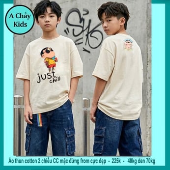 Áo thun cotton bé trai in hình Bé Shinn siêu đáng yêu vừa cá tính cho bé diện đi chơi ,đi học