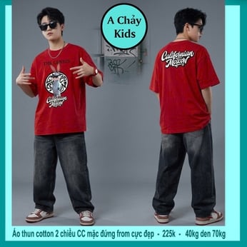 Áo thun cotton bé trai in hình Thỏ phong cách cực cá tính cho bé lớn diện đi chơi, đi du lịch