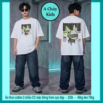 Áo thun cotton bé trai in hình Thỏ phong cách cực cá tính cho bé lớn diện đi chơi, đi du lịch