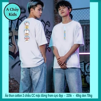Áo thun cotton bé trai in hình Doraemoon siêu đáng yêu vừa cá tính cho bé diện đi chơi ,đi học