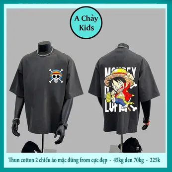Áo thun cotton bé trai in hình Luffy phong cách thời trang cực ngầu cho bé đi du lịch , đi chơi 
