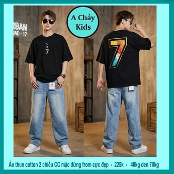 Áo thun cotton bé trai in Crr 7 phong cách cực cá tính cho bé lớn diện đi chơi, đi du lịch