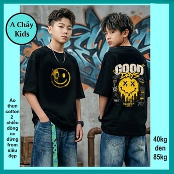 Áo thun streetwear in hình Mặt Cười phong cách hiphop cực ngầu cho bé diện phố , du lịch
