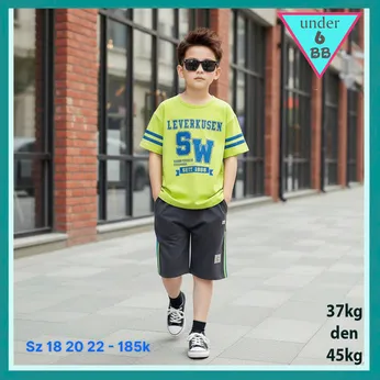 Đồ Bộ bé trai cá tính tay ngắn in chữ SW phong cách cá tính cho bé trai đi chơi , đi học