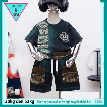 Đồ bộ bé trai cotton tay ngắn ( vải wash ) Mã : 003