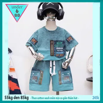 Đồ bộ bé trai cotton tay ngắn ( vải wash ) Mã : 005