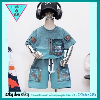 Đồ bộ bé trai cotton tay ngắn ( vải wash ) Mã : 005
