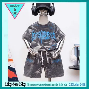 Đồ bộ bé trai cotton tay ngắn ( vải wash ) Mã : 007
