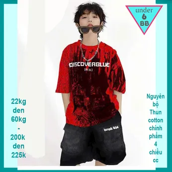 Đồ bộ bé trai hiphop in chữ phối vệt sơn phong cách cá tính dành cho bé đi chơi, du lịch