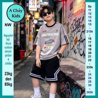 Đồ bộ bé trai hiphop in chữ 1807RACIN phong cách cá tính cho bé đi chơi , đi học