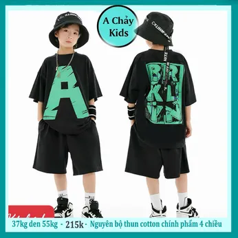 Đồ bộ bé trai hiphop in chữ A phong cách hàn quốc cá tính cho bé đi chơi , đi học