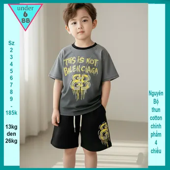 Đồ bộ bé trai hiphop in chữ BB phối màu loang phong cách cực ngầu cho bé đi chơi ,đi học