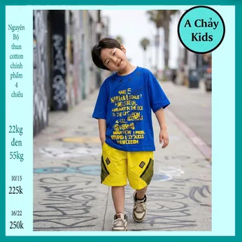 Đồ bộ bé trai hiphop in chữ phong cách thời trang cá tính cho bé diện đi chơi , đi học