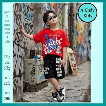 Đồ bộ bé trai hiphop in chữ phong cách thời trang cá tính cho bé diện đi chơi , đi học