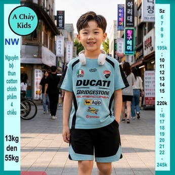 Đồ bộ bé trai hiphop in chữ DUCATI phong cách cá tính diện phố cùng bạn bè