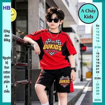 Đồ bộ bé trai hiphop in chữ DUKIS phong cách cá tính cho bé diện đi chơi, học thêm