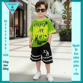 Đồ bộ bé trai hiphop in chữ phối màu loang phong cách cực ngầu cho bé đi chơi ,đi học