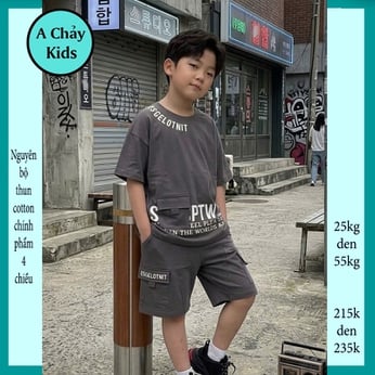 Đồ bộ bé trai hiphop in chữ phong cách hàn quốc cá tính cho bé diện đi chơi , đi học