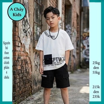 Đồ bộ bé trai hiphop in chữ phong cách hàn quốc cá tính cho bé diện đi chơi , đi học