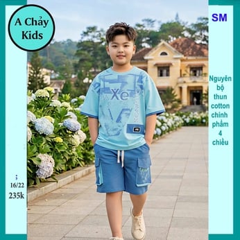 Đồ bộ bé trai hiphop in chữ phong cách cá tính cho bé đi chơi , du lịch