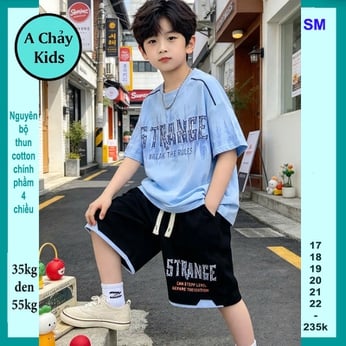 Đồ bộ bé trai hiphop in chữ STRANE phong cách cá tính cho bé diện đi chơi, học thêm