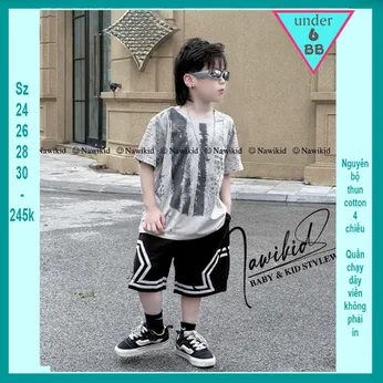 Đồ bộ bé trai hiphop in chữ - trắng 009