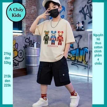 Đồ bộ bé trai hiphop in hình Chú Gấu phong cách hàn quốc cho bé diện đi chơi , đi học
