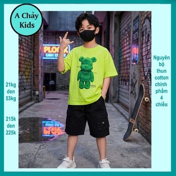 Đồ bộ bé trai hiphop in hình Chú Gấu phong cách hàn quốc cho bé diện đi chơi , đi học