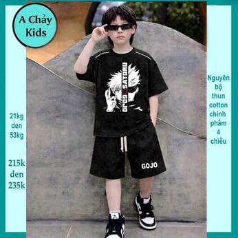 Đồ bộ bé trai hiphop in hình anime nhân vật Gojjoo cho bé siêu mê diện đi chơi , đi du lịch
