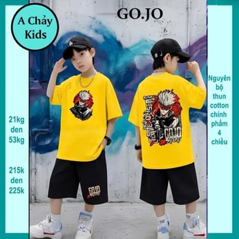 Đồ bộ bé trai hiphop in hình anime siêu hottrend Goojo cực ngầu cho bé diện đi chơi , đi học