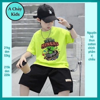 Đồ bộ bé trai hiphop in hình minecrraft phong cách hàn quốc cho bé diện đi chơi , đi học