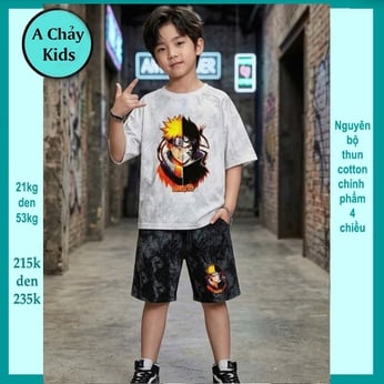 Đồ bộ bé trai hiphop in hình Narutoo phối loang màu phong cách cực ngầu cho bé diện đi chơi , đi học