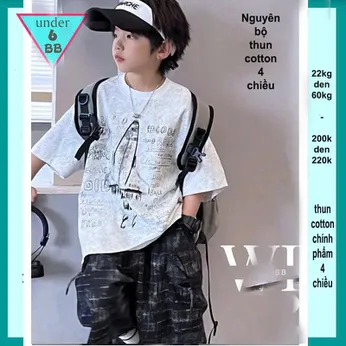 Đồ bộ bé trai hiphop in hình máy bay phong cách cá tính siêu ngầu cho bé diện đi chơi , đi học