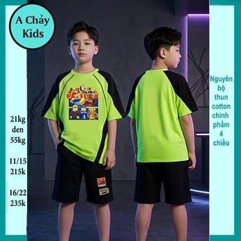 Đồ bộ bé trai hiphop in hình Rlox phối màu cá tính cho bé đi chơi , đi học