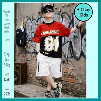 Đồ bộ bé trai hiphop in số 91 phong cách cá tính cho bé diện đi chơi , đi học