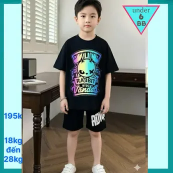 Đồ bộ bé trai hiphop in hình Thỏ Cá Tính  (Mã - Đen-008)