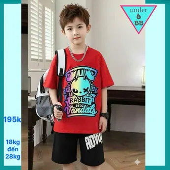 Đồ bộ bé trai hiphop in hình Thỏ Cá Tính  (Mã - Đỏ -008)