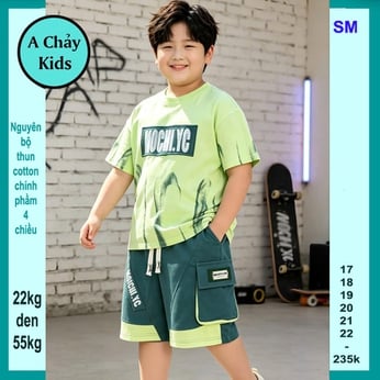 Đồ bộ bé trai hiphop in chữ MOCHI.YC phong cách cá tính cho bé diện phố , đi học