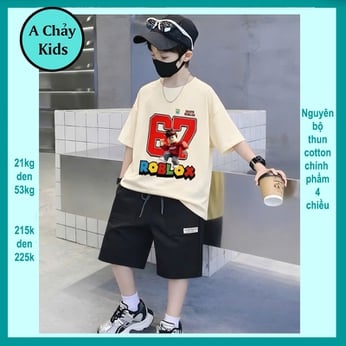 Đồ bộ bé trai hiphop in hình Robloox phong cách hàn quốc cho bé diện đi chơi , đi học