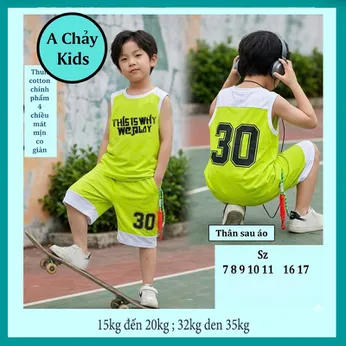 Đồ bộ sát nách cho bé trai in số 30 phong cách thể thao cá tính mùa hè cho bé đi chơi ,đi học