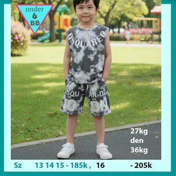 Đồ bộ sát nách cotton in chữ phối màu loang ( mã 011)