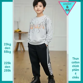 Đồ bộ bé trai tay dài cá tính in chữ phong hàn quốc cho bé diện đi chơi , đi du lịch 