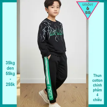 Đồ bộ bé trai tay dài cá tính in chữ phong hàn quốc cho bé diện đi chơi , đi du lịch 