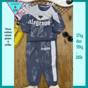 Đồ bộ bé trai tay dài cá tính in chữ phối vệt sơn cho bé diện đi chơi ,du lịch