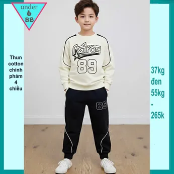 Đồ bộ tay dài quần dài bé trai in số 89 phong cách cá tính cho bé diện đi chơi , du lịch