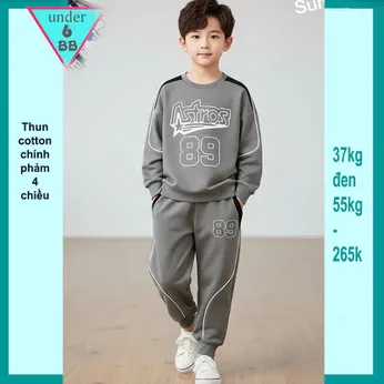 Đồ bộ tay dài quần dài bé trai in số 89 phong cách cá tính cho bé diện đi chơi , du lịch