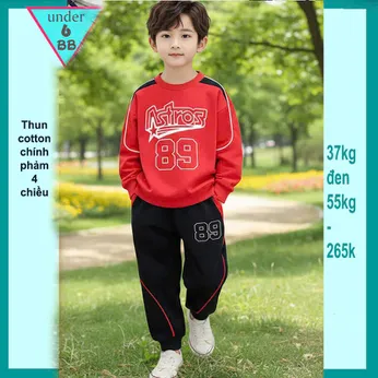 Đồ bộ tay dài quần dài bé trai in số 89 phong cách cá tính cho bé diện đi chơi , du lịch