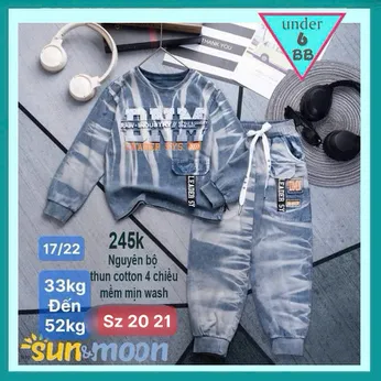 Đồ bộ bé trai tay dài cá tính in chữ phong cách cực ngầu cho bé diện đi chơi , đi học 