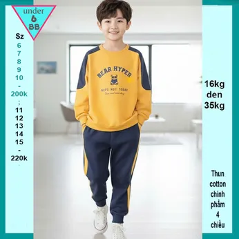 Đồ bộ bé trai tay dài in hình Chú Gấu dễ thương cho bé diện đi chơi , du lịch